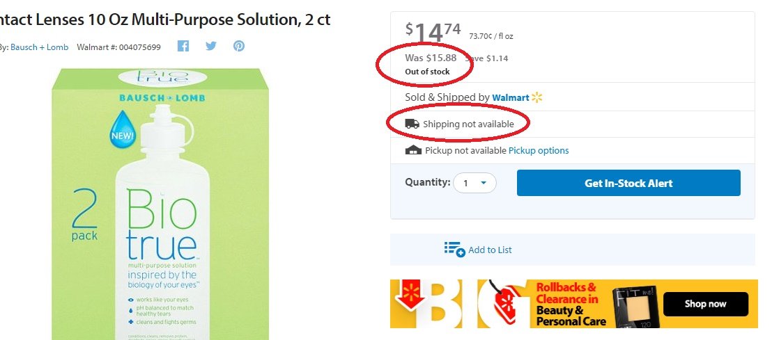 Walmart Biotrue Solution
