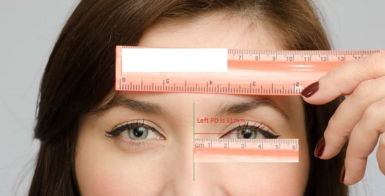 left near monocular (near) pupillary distance