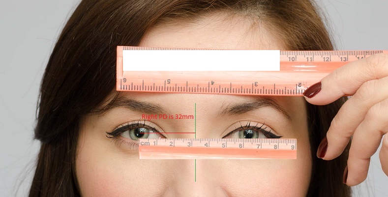 right near monocular (near) pupillary distance