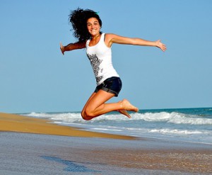 Girl Jumping With Joy