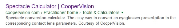 Spectacle Calculator by CooperVision - Google Listing