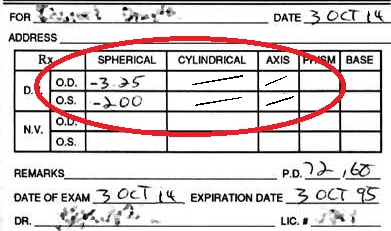 Convert a Contact Lens Prescription To Glasses - Prescription Sphere only