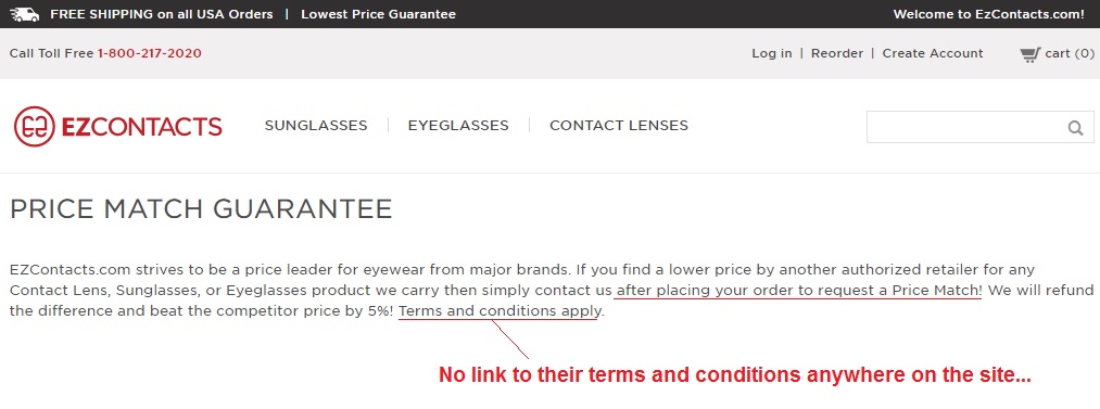 contact lens price match guarantee