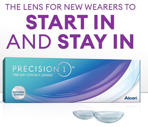 PRECISION 1 ONE-DAY CONTACT LENSES start in and stay in