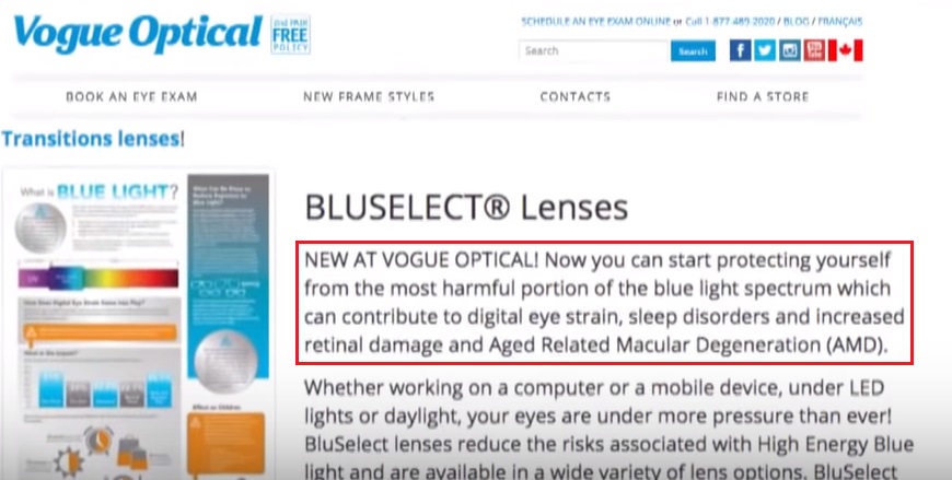 Vogue Optical BluSelect Lenses quip