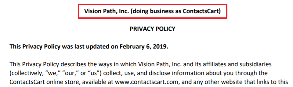 ContactsCart is Vision Path, Inc.